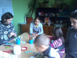 children making little cards